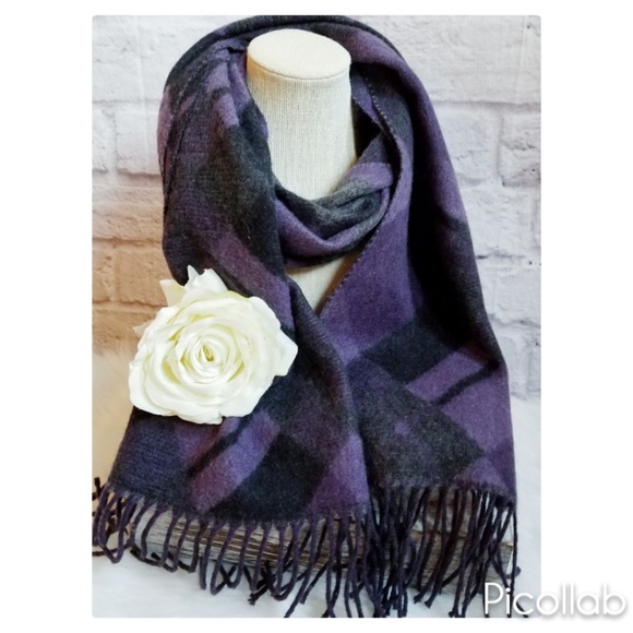 Accessories - Purple & Black Cashmere Scarf